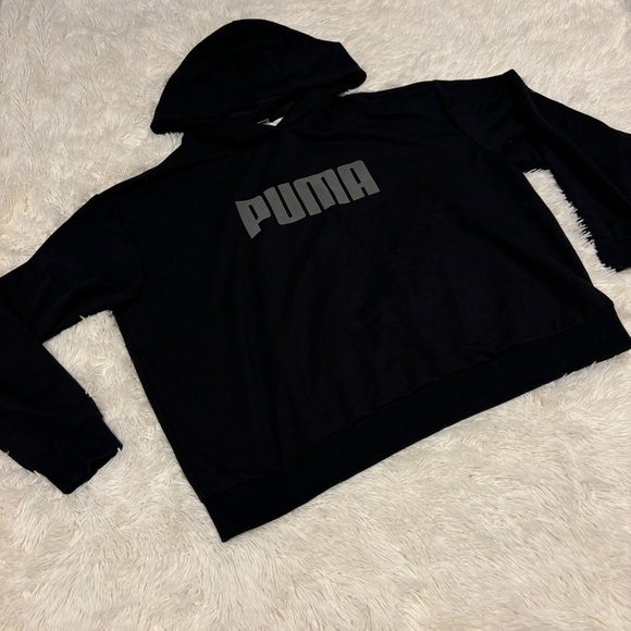 Puma black Pullover Hooded Sweatshirt/Hoodie Gray Logo Size XL - Picture 1 of 9